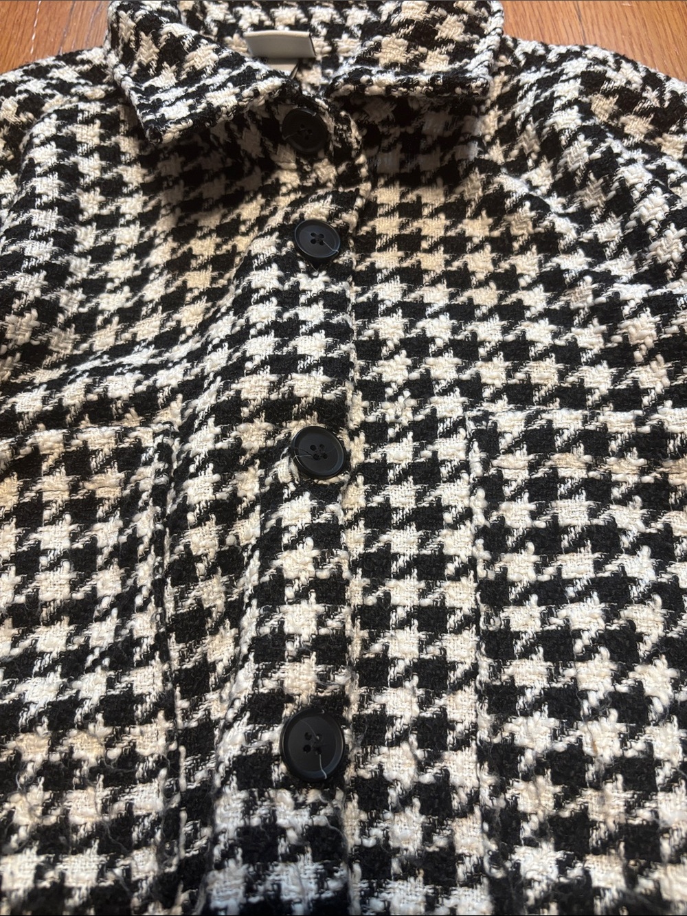 A New Day Black/Cream Houndstooth Button Down Jacket - Picture 6 of 9